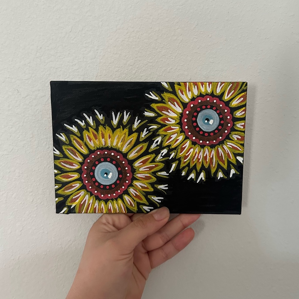 Vibrant Floral Evil Eye Canvas Art